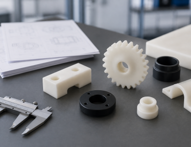 Editorial photograph for an online article about POM-C engineering plastic. Natural lighting, realistic, uncluttered composition, landscape