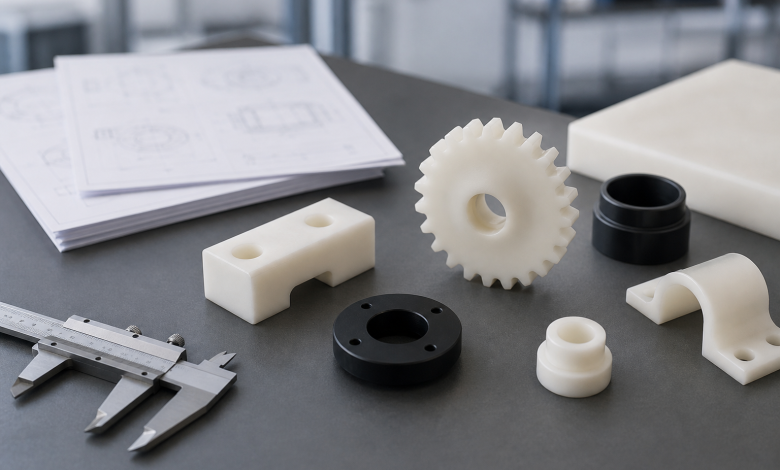Editorial photograph for an online article about POM-C engineering plastic. Natural lighting, realistic, uncluttered composition, landscape