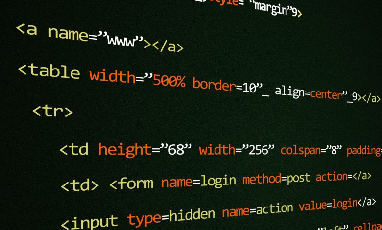 Close-up of HTML code lines highlighting web development concepts and techniques.