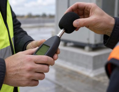 On an unfinished commercial roof beside the plinth for a new air-handling unit, a facilities project