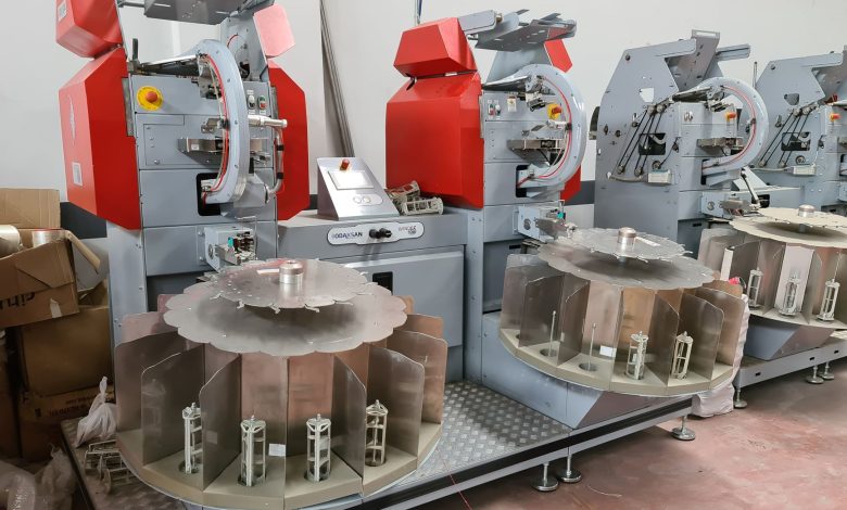 Modern industrial machinery with advanced technology in a factory setting.